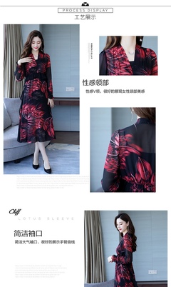 常規(guī)A字裙植絨短袖H型潮流簡約個性2018年秋季連衣裙V領花